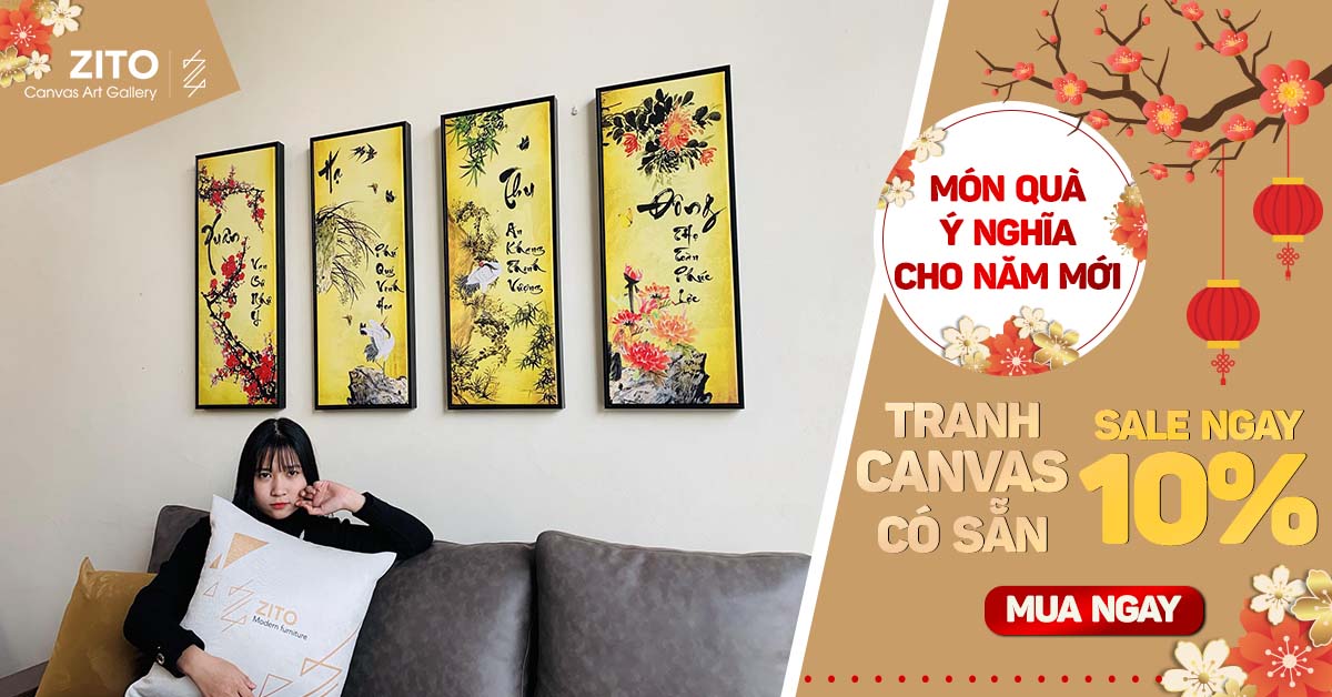 Tranh Canvas đón Xuân Canh Tý Khuyến mại Tết 10%